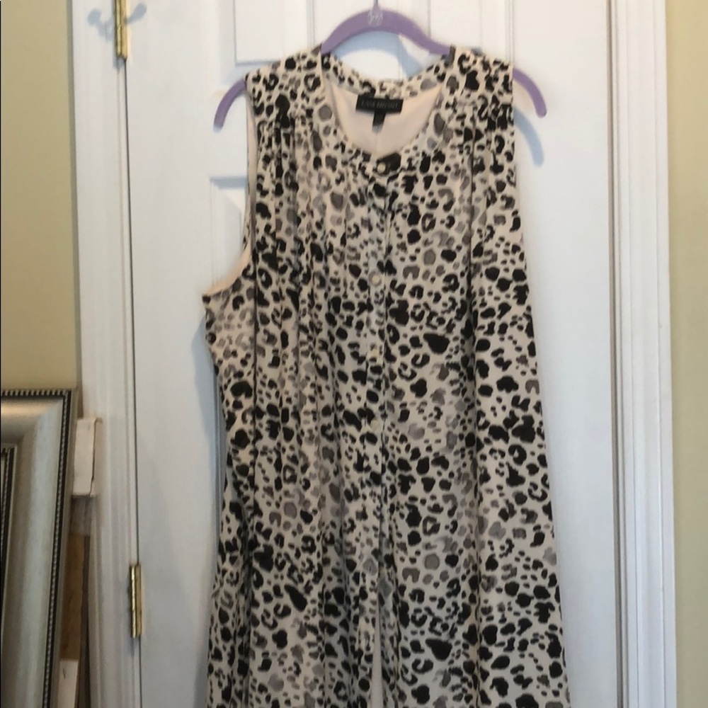 Lane Bryant animal print sleeveless button down